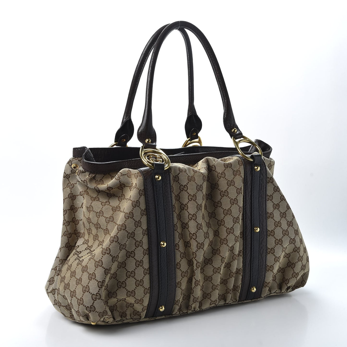 Monogram Medium Interlocking Icon Tote Dark Brown