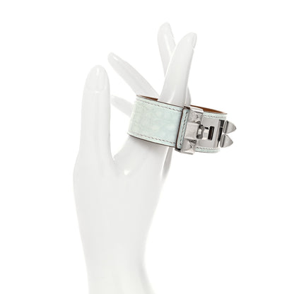 Hermes Matte Alligator Collier de Chien CDC 24 Bracelet T2 Bleu Brume 2 of 5