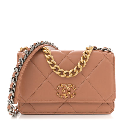 Chanel Lambskin Quilted Chanel 19 Wallet On Chain WOC Brown 1 of 11