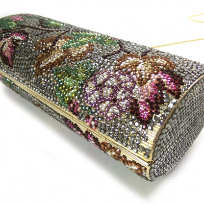 Judith Leiber Swarovski Crystal Floral Minaudiere Clutch Gold 6 of 8