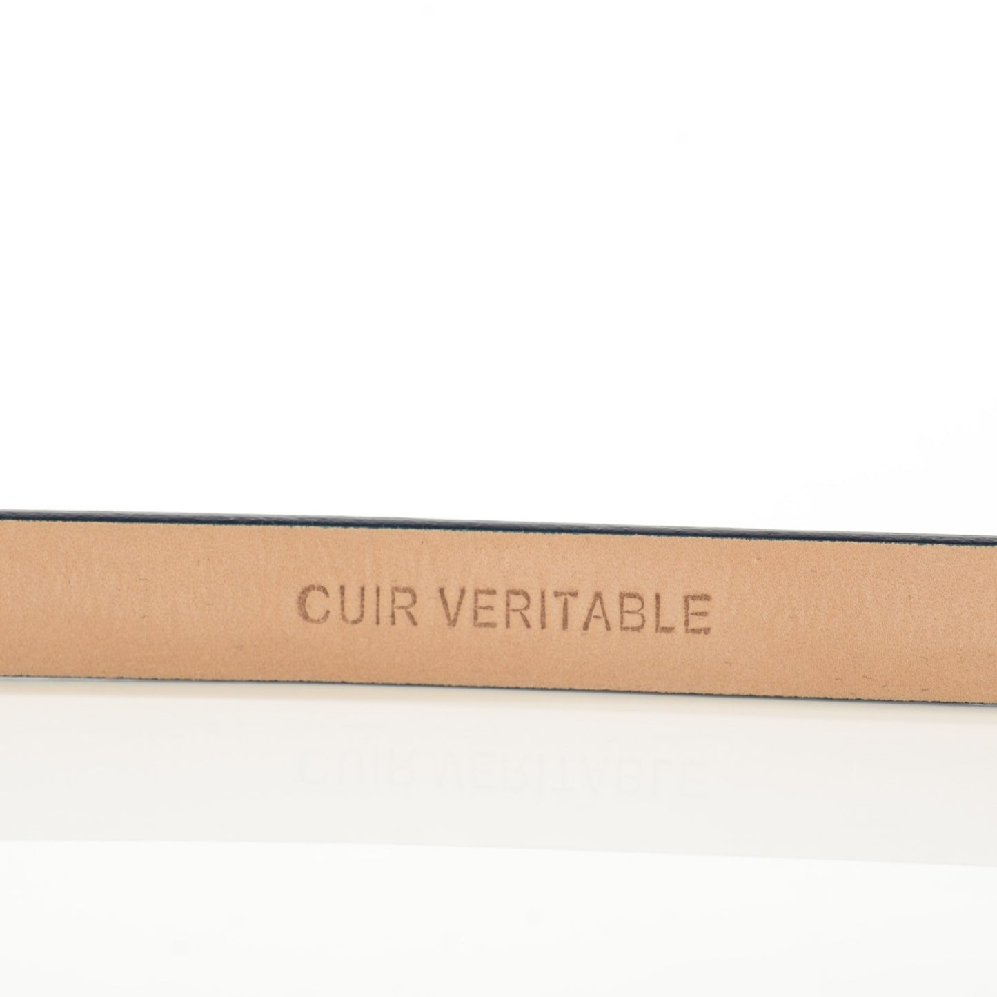 Leather CC Logo Skinny Belt 80 32 Navy Blue