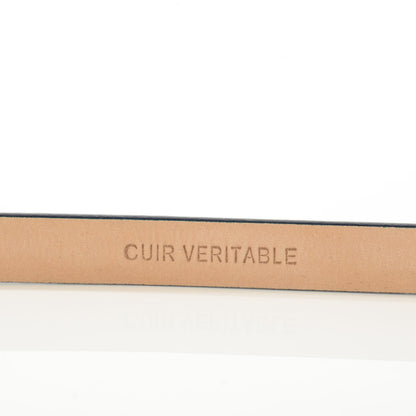 Chanel Leather CC Logo Skinny Belt 80 32 Navy Blue 6 of 12