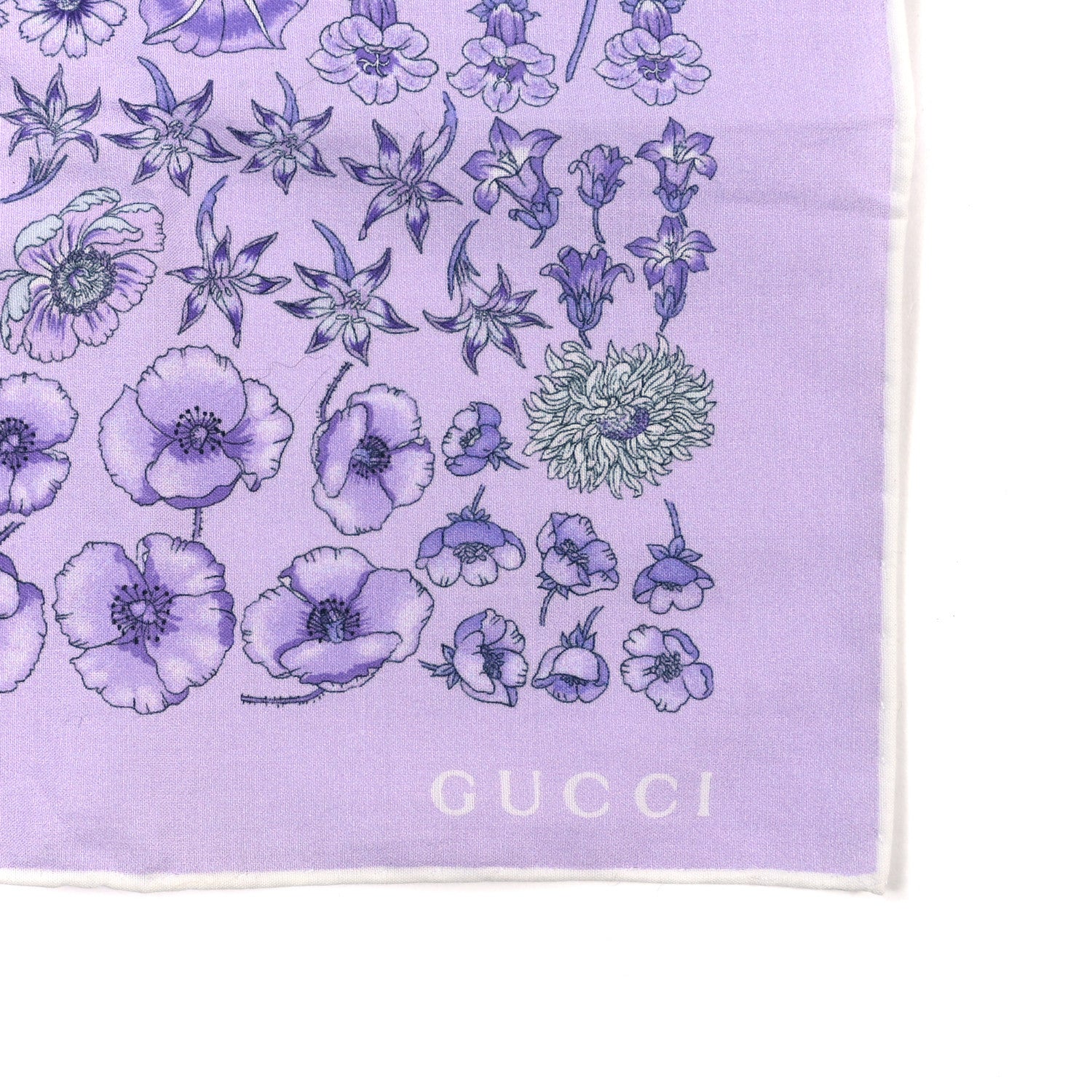 Gucci Cotton Floral Square Scarf Purple 2 of 4