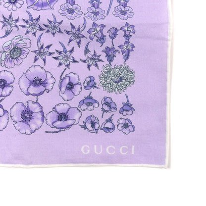 Gucci Cotton Floral Square Scarf Purple 2 of 4