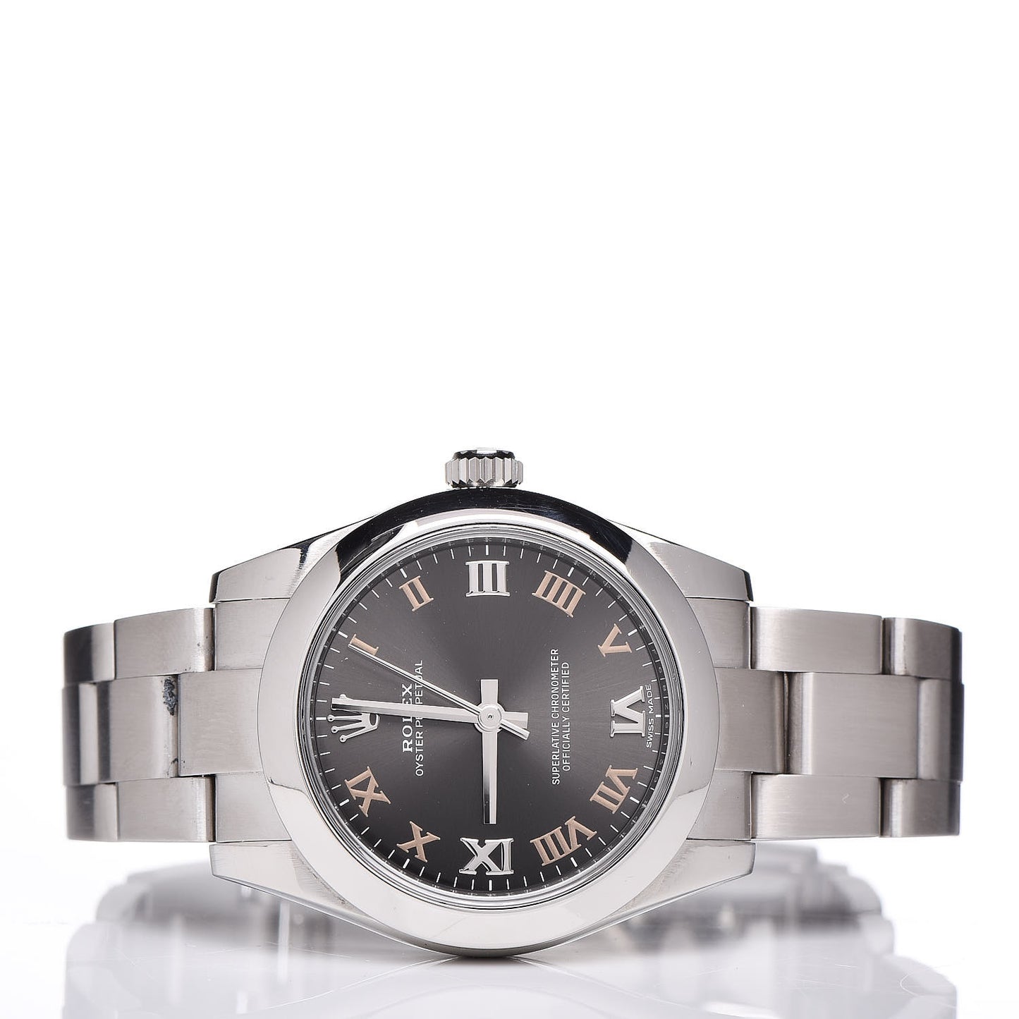 Stainless Steel 31mm Oyster Perpetual Watch Black Roman 177200