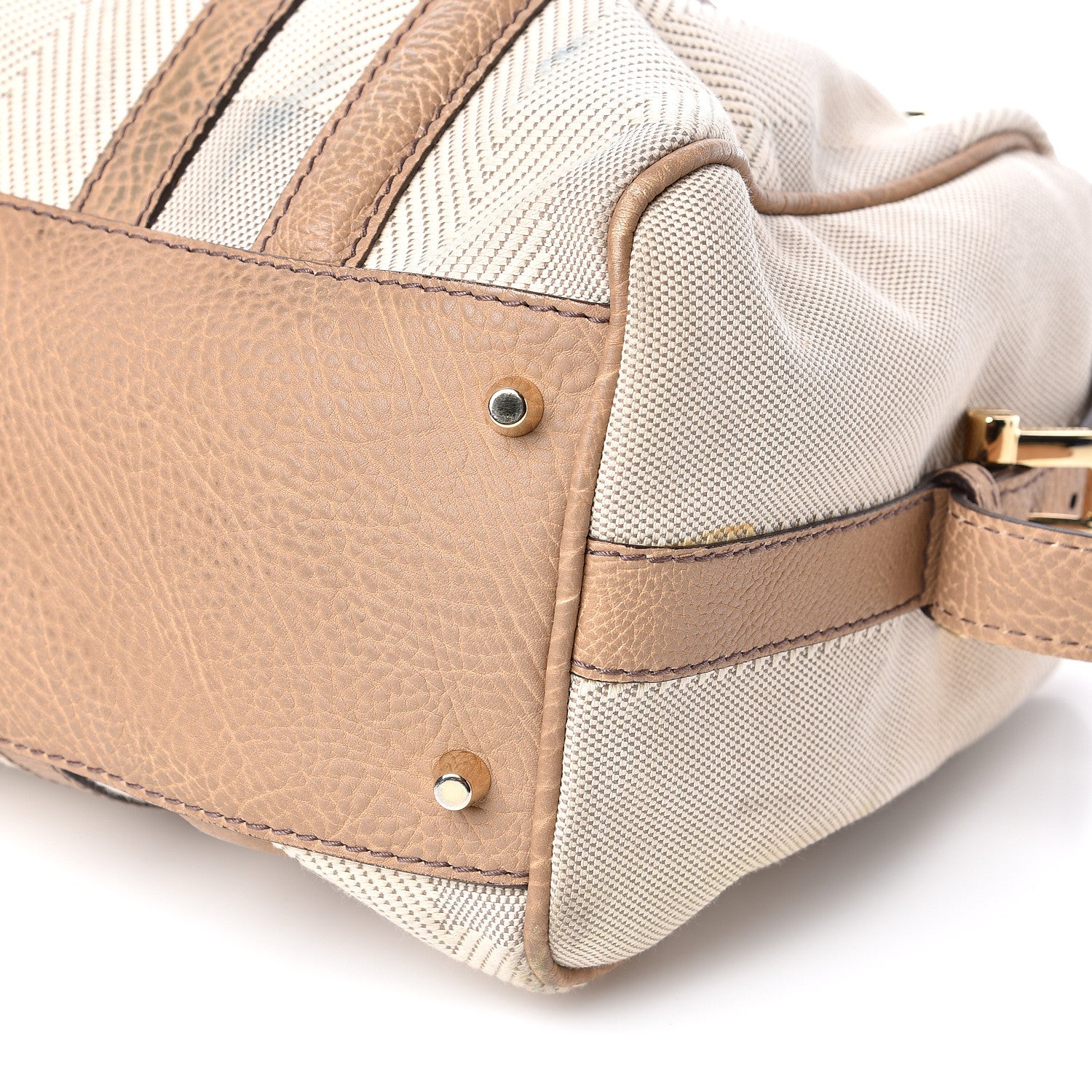 Burberry Grainy Calfskin Canvas Nevinson Bowling Bag Beige 11 of 14