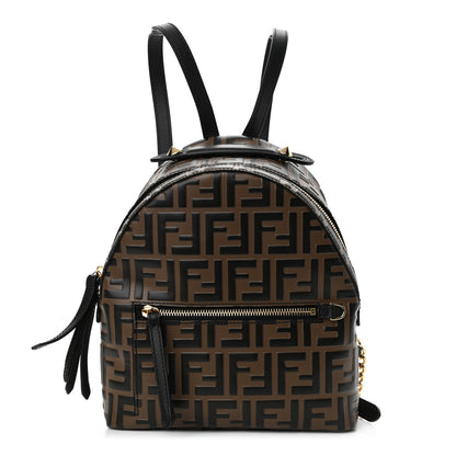 Fendi Vitello Bi-Color FF 1974 Embossed Mini Backpack Maya Black 1 of 10