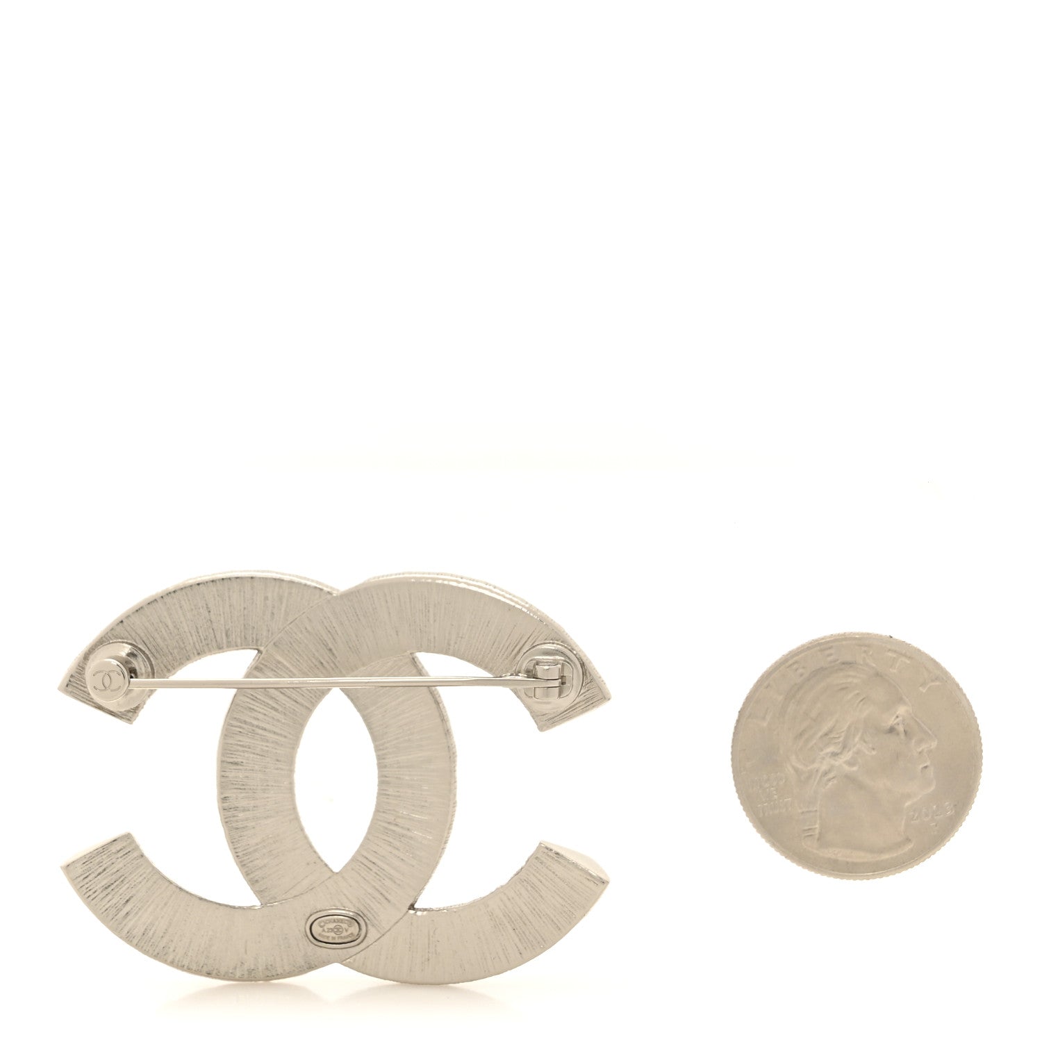 Chanel Baguette Crystal CC Brooch Silver 2 of 4
