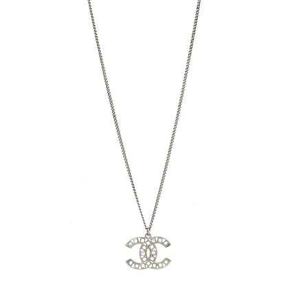 Chanel Baguette Crystal CC Necklace Silver 1 of 5