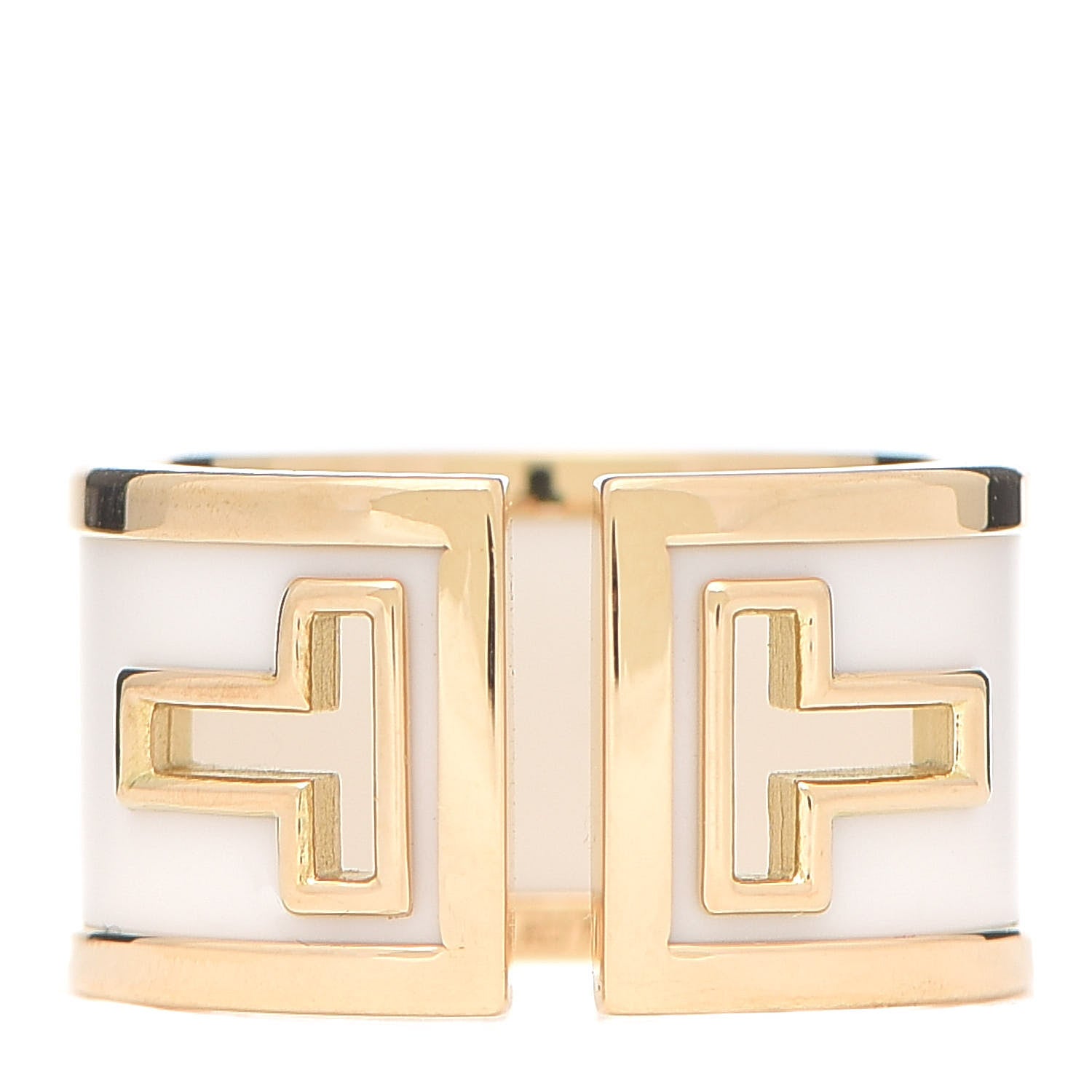 Tiffany 18K Yellow Gold White Ceramic T Cutout Ring 49 5 1 of 5