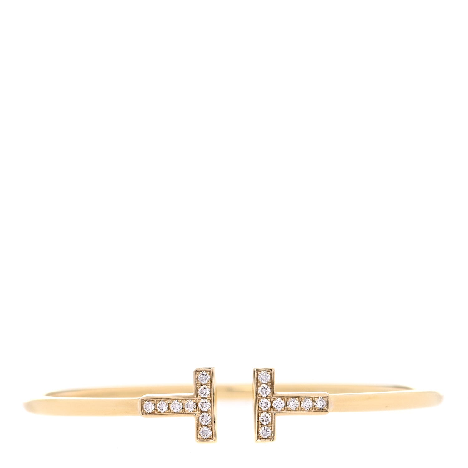 Tiffany 18K Yellow Gold Diamond T Wire Bracelet 1 of 5