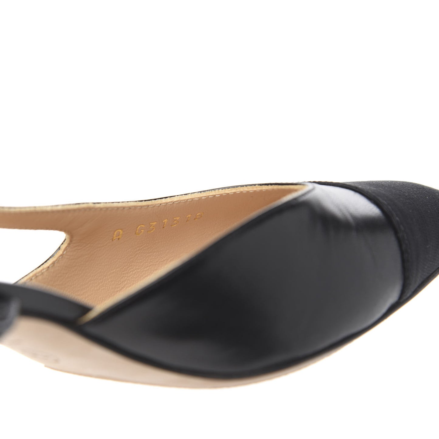 Goatskin Grosgrain Cap Toe CC Slingback Sandals 36 Black