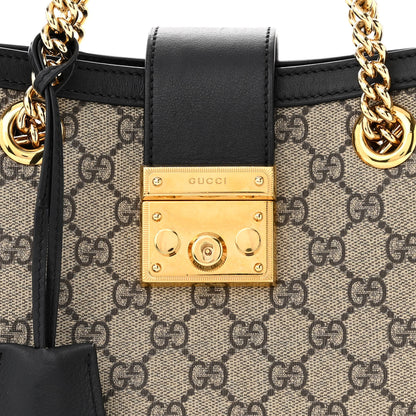 Gucci GG Supreme Monogram Small Padlock Tote Black 8 of 10