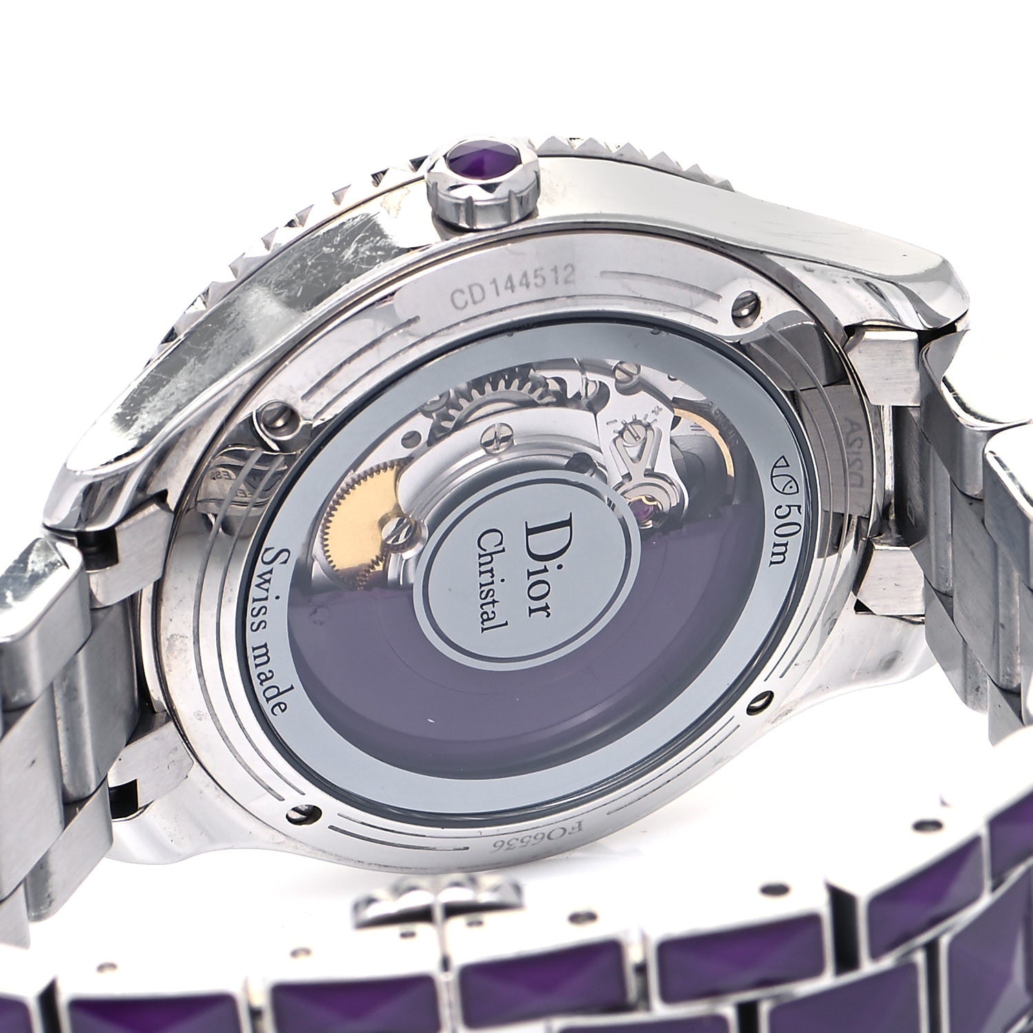 Christian Dior Stainless Steel Diamond Sapphire 38mm Christal Automatic Watch Purple 4 of 4