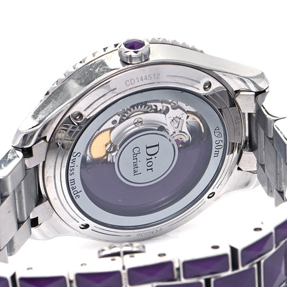 Christian Dior Stainless Steel Diamond Sapphire 38mm Christal Automatic Watch Purple 4 of 4