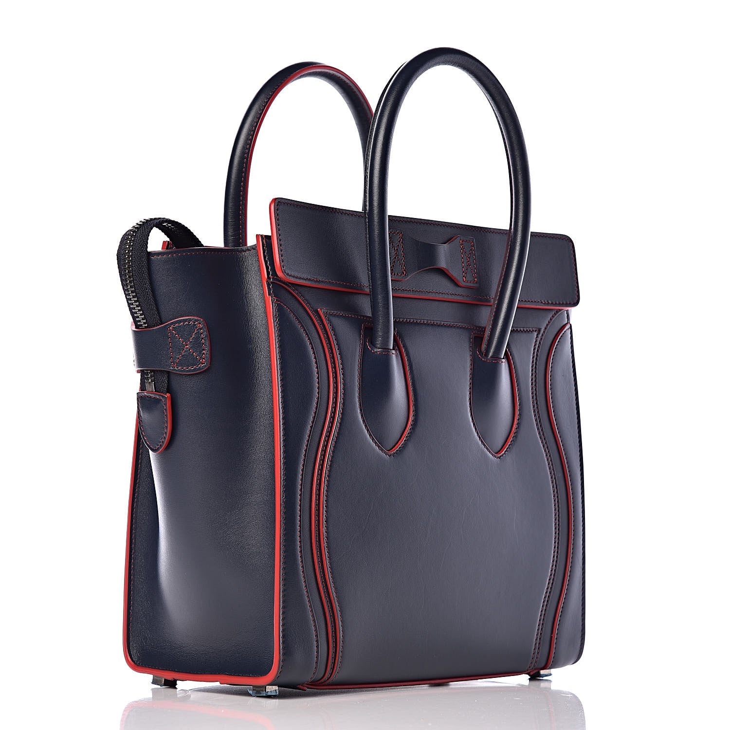 Celine Satin Debossed Calfskin Micro Luggage Navy Blue 3 of 10