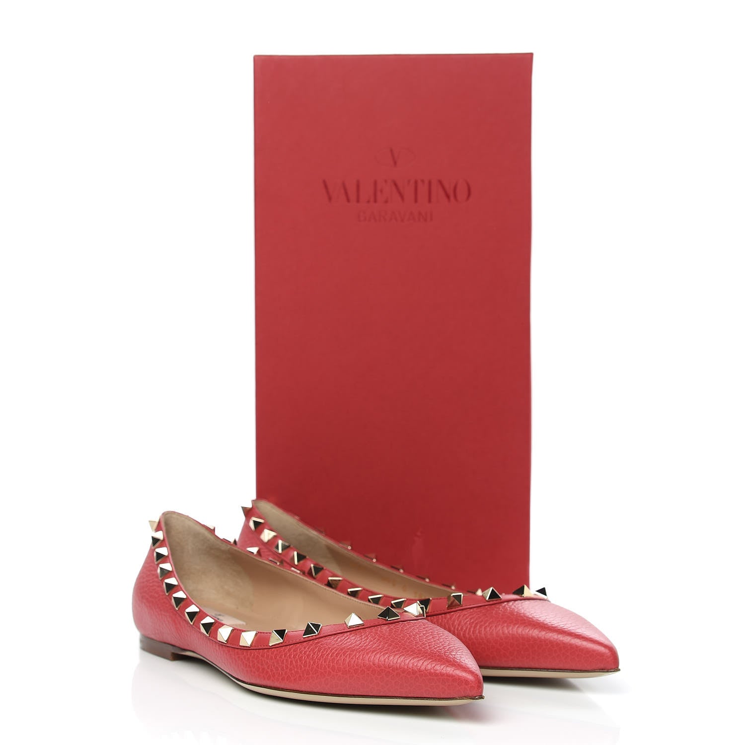 Valentino Garavani Pebbled Calfskin Rockstud Ballerina Flats 38.5 Rock Pink 9 of 9