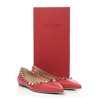 Valentino Garavani Pebbled Calfskin Rockstud Ballerina Flats 38.5 Rock Pink 9 of 9