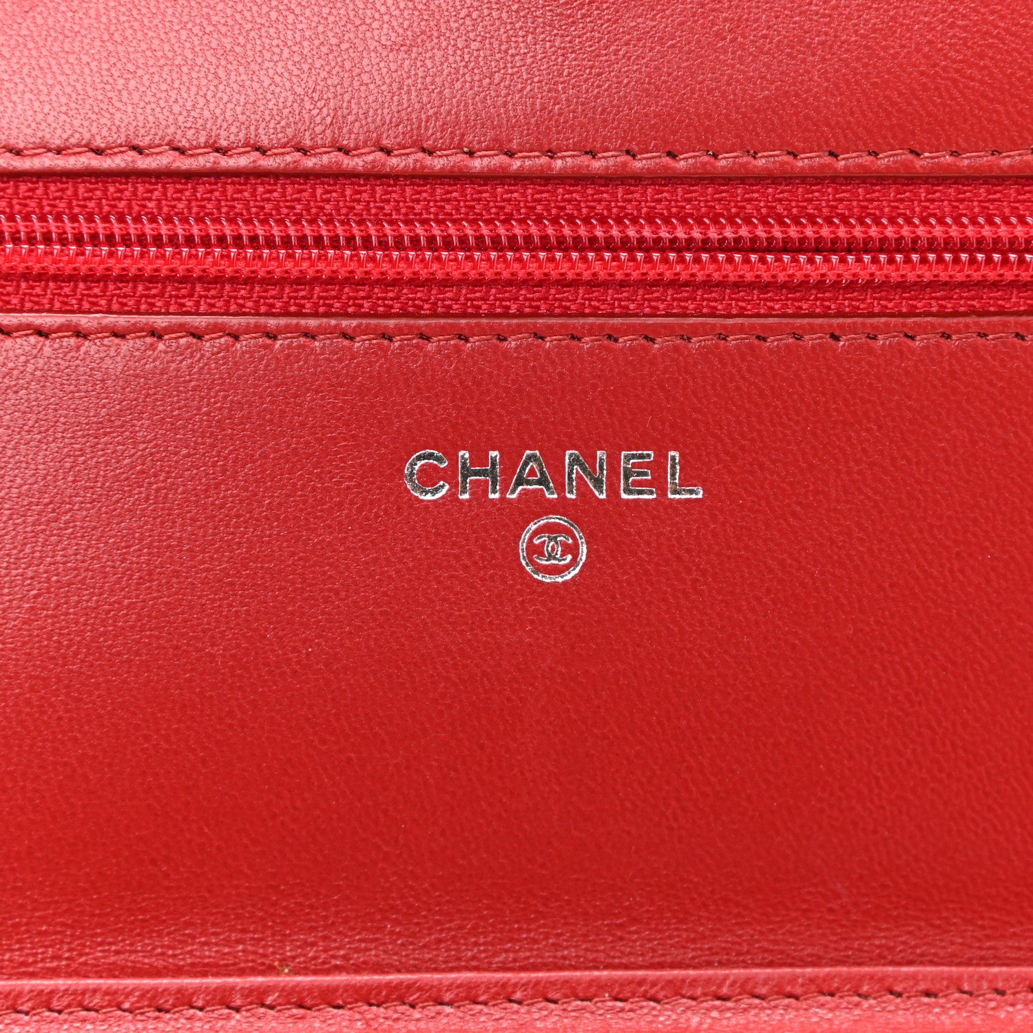 Chanel Lambskin Camellia Embossed Wallet On Chain WOC Red 6 of 12