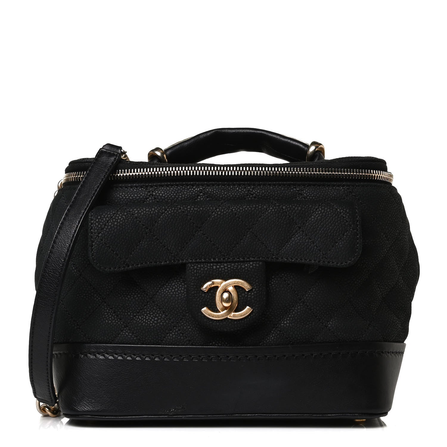 Chanel Iridescent Grained Calfskin Quilted Globe Trotter Vanity Case Black 1 of 16