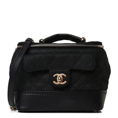 Chanel Iridescent Grained Calfskin Quilted Globe Trotter Vanity Case Black 1 of 16