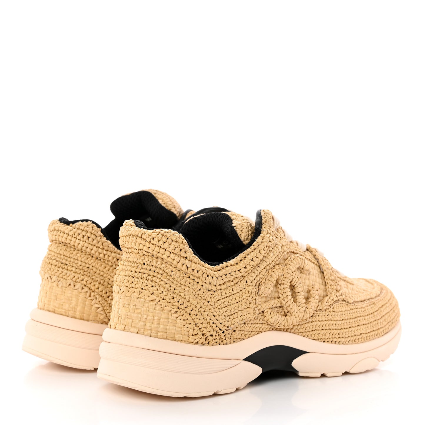 Braided Raffia Womens CC Sneakers 40.5 Beige