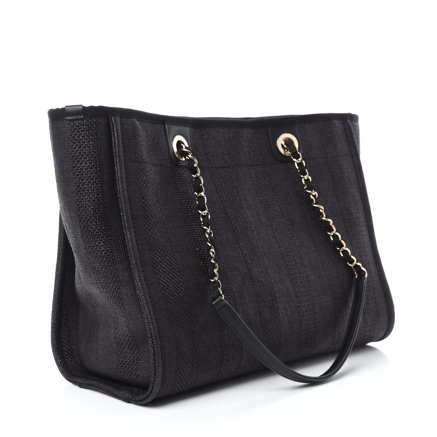 Mixed Fibers Striped Small Deauville Tote Black