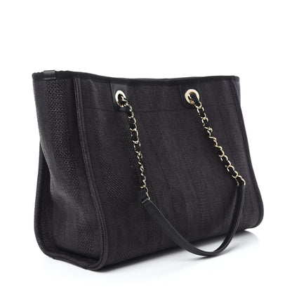 Chanel Mixed Fibers Striped Small Deauville Tote Black 3 of 10