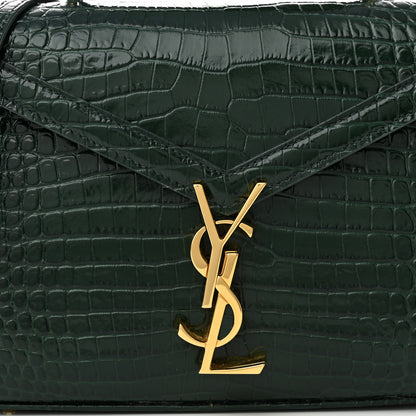 Saint Laurent Calfskin Crocodile Embossed Mini Classic Monogram Cassandra Top Handle Green 8 of 10