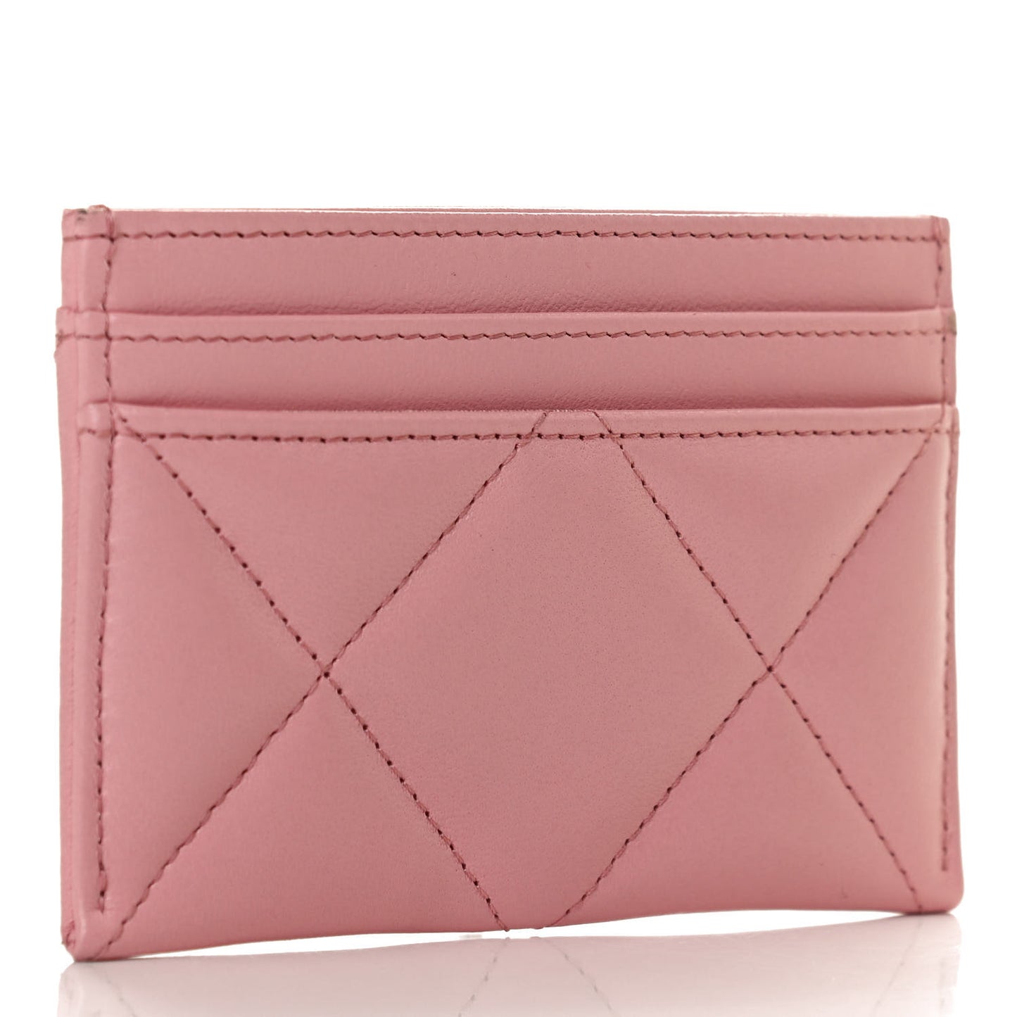 Lambskin Quilted Chanel 19 Card Holder Light Pink