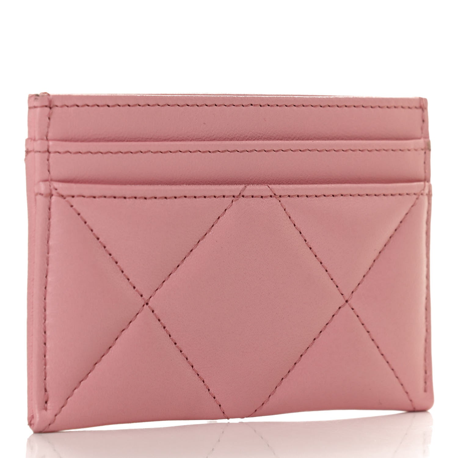 Chanel Lambskin Quilted Chanel 19 Card Holder Light Pink 3 of 12