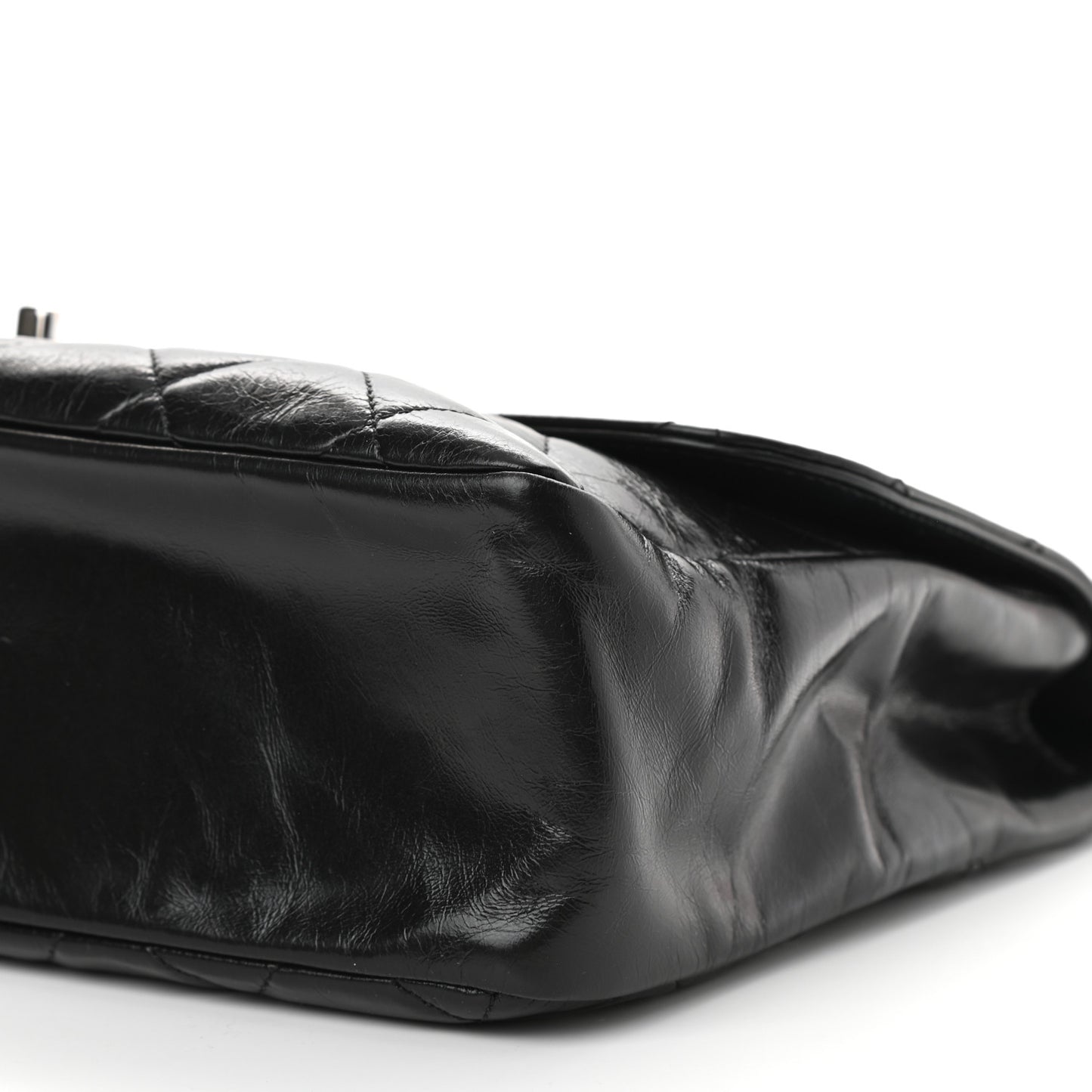 Glazed Calfskin Quilted Small CC Delivery Tote Black
