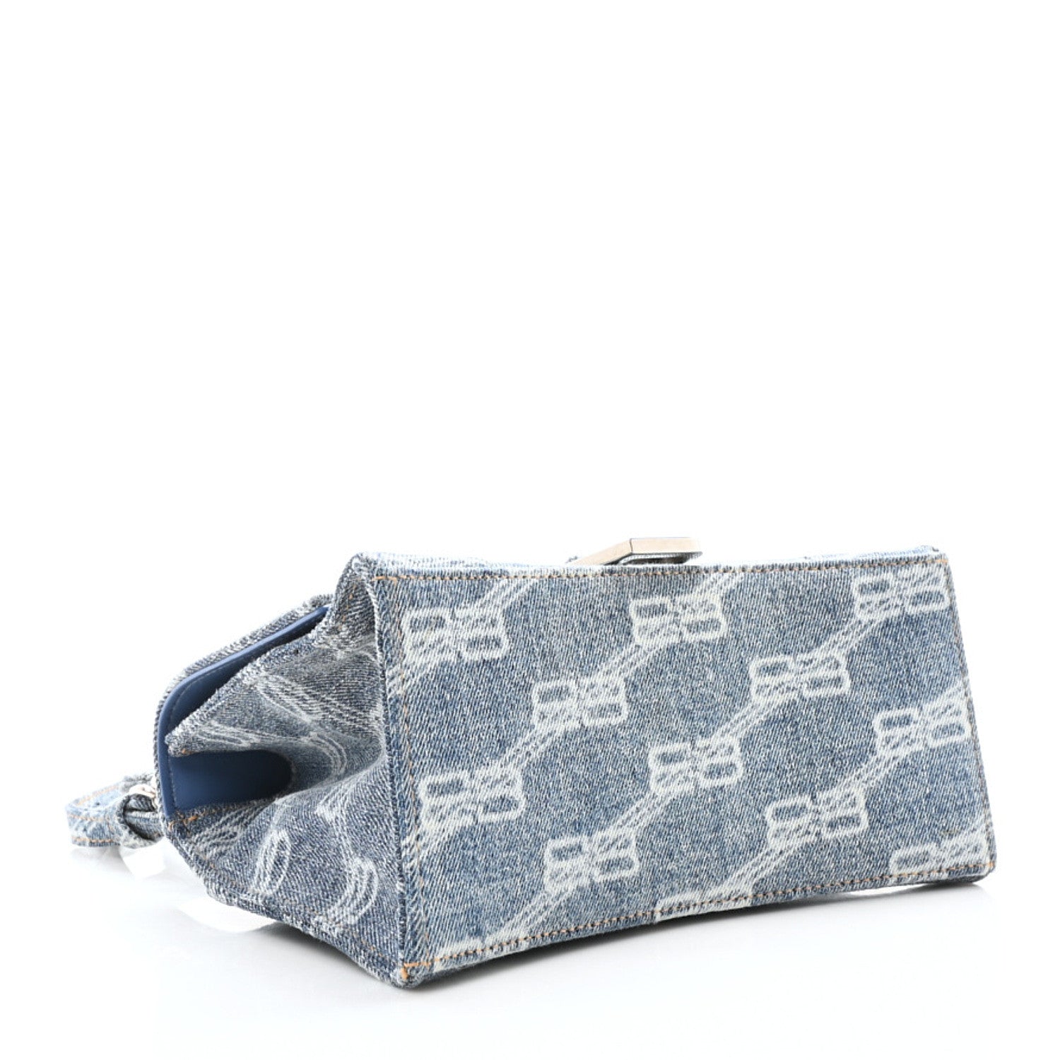 Balenciaga Denim BB Monogram Small Hourglass Top Handle Bag Blue 4 of 10