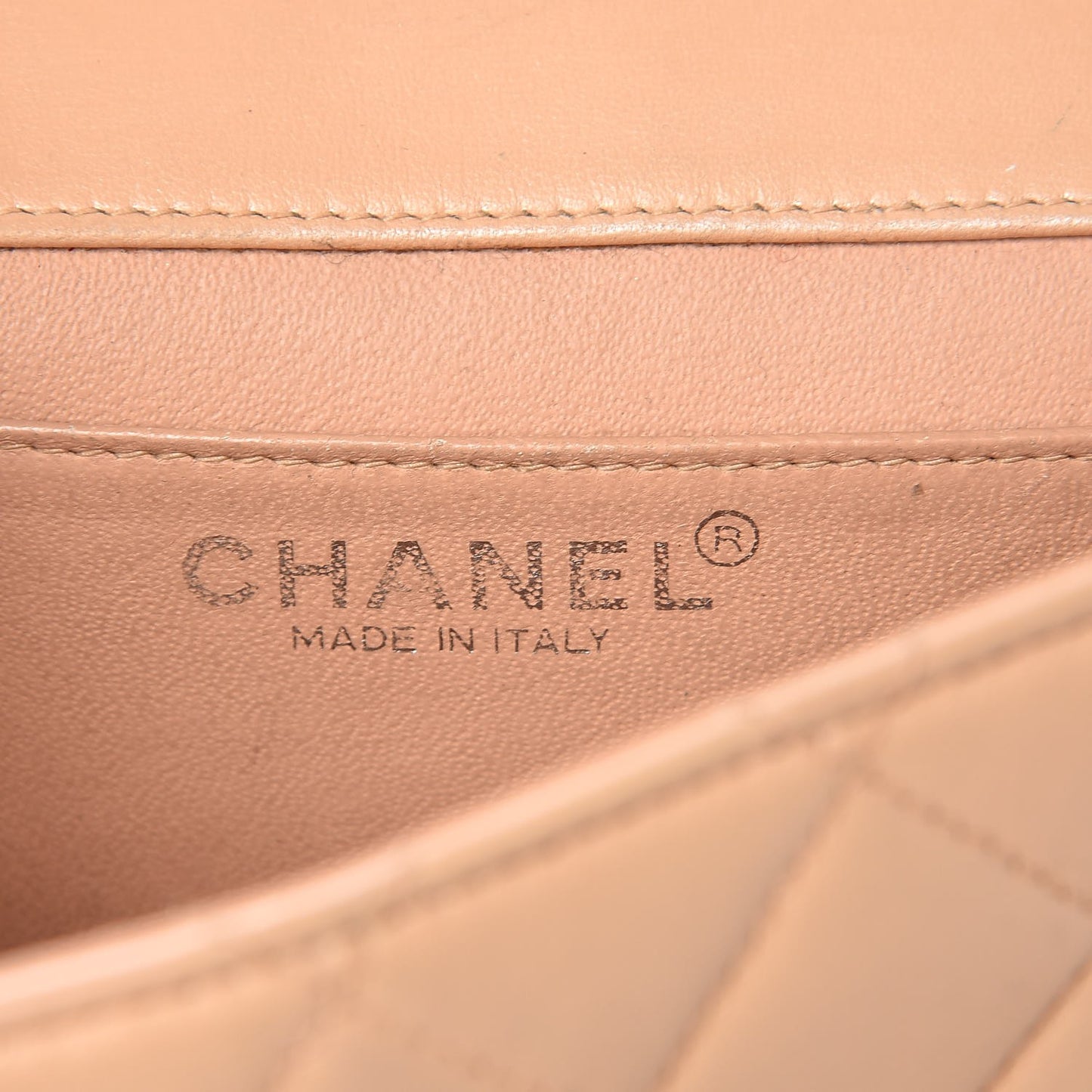 Lambskin Quilted Extra Mini Flap Beige