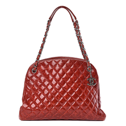 Chanel Glazed Calfskin Quilted Large Just Mademoiselle Bowling Bag Red 1 of 10