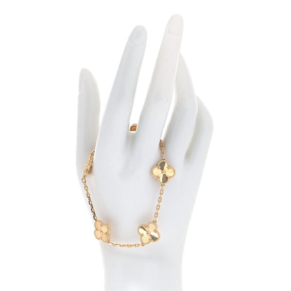 Van Cleef & Arpels 18K Yellow Gold 5 Motifs Guilloche Vintage Alhambra Bracelet 2 of 7