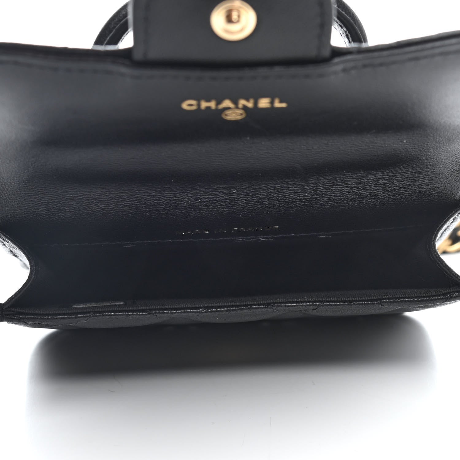 Chanel Lambskin Quilted Top Handle Flap Coin Purse With Chain Black 4 of 4