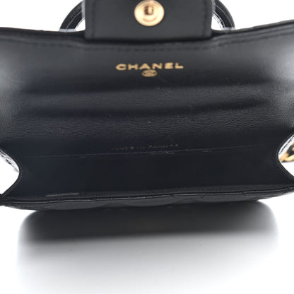 Chanel Lambskin Quilted Top Handle Flap Coin Purse With Chain Black 4 of 4
