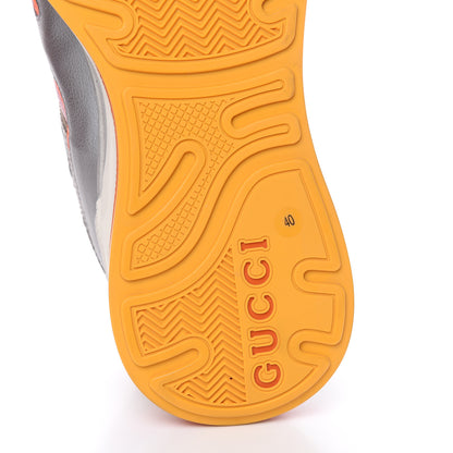 Gucci Calfskin Suede Mesh Lizard Embossed Womens Ultrapace Sneakers 40 Silver Anthracite Neon Orange 6 of 8