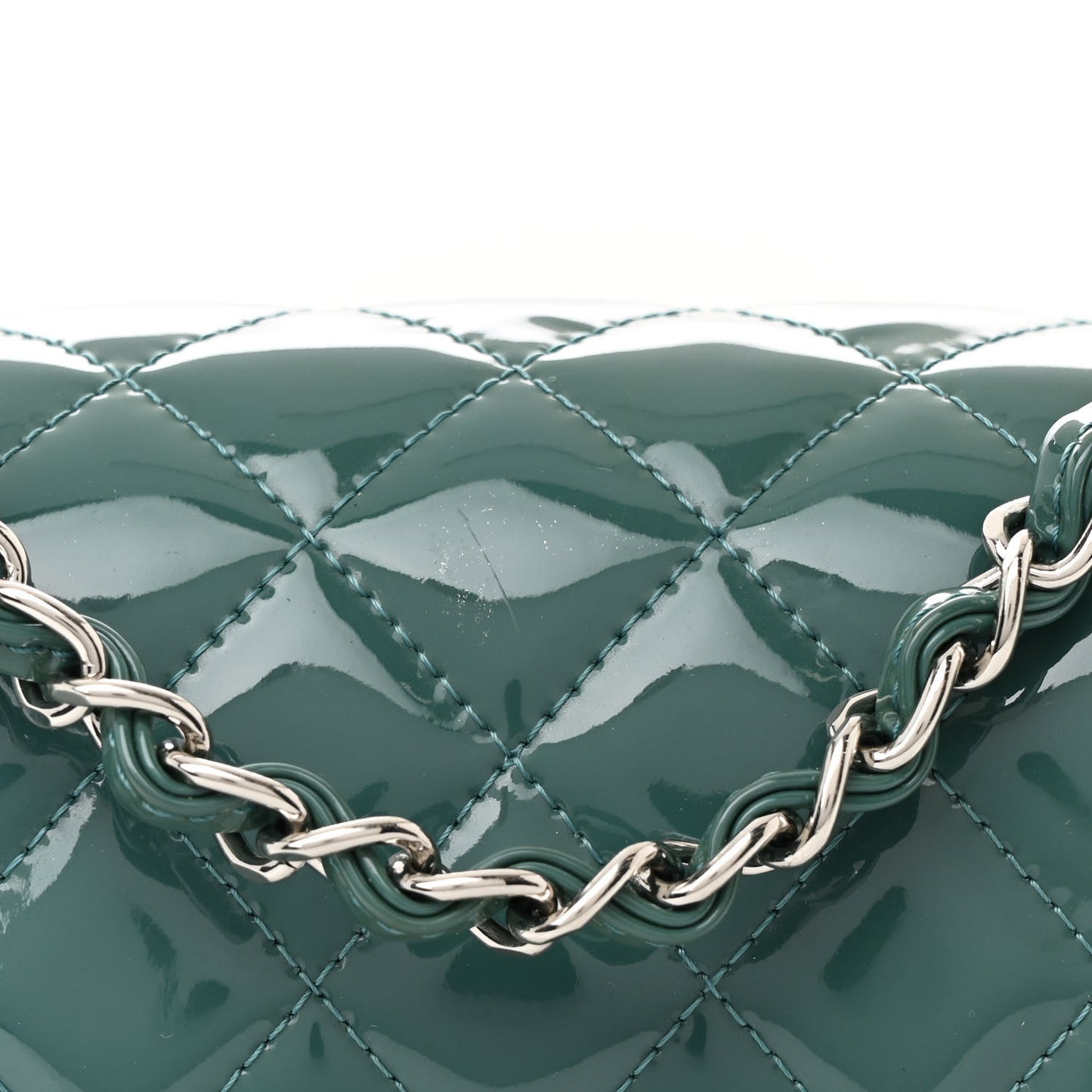 Patent Quilted Mini Rectangular Flap Turquoise