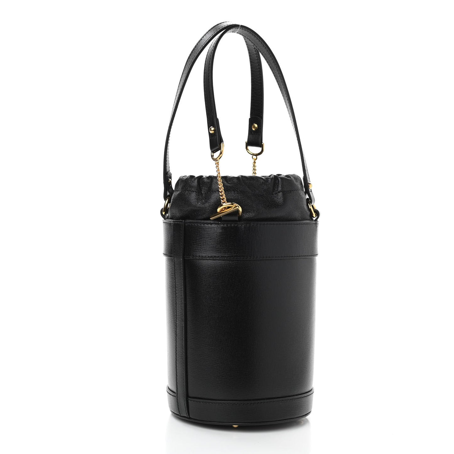 Azalea Sakai Calfskin Small Horsebit 1955 Drawstring Bucket Bag Black