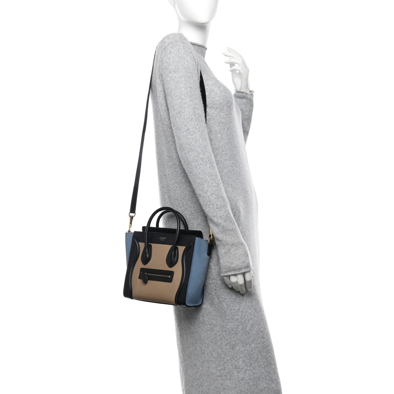 Celine Elephant Calfskin Nano Tri-Color Luggage Beige 2 of 12