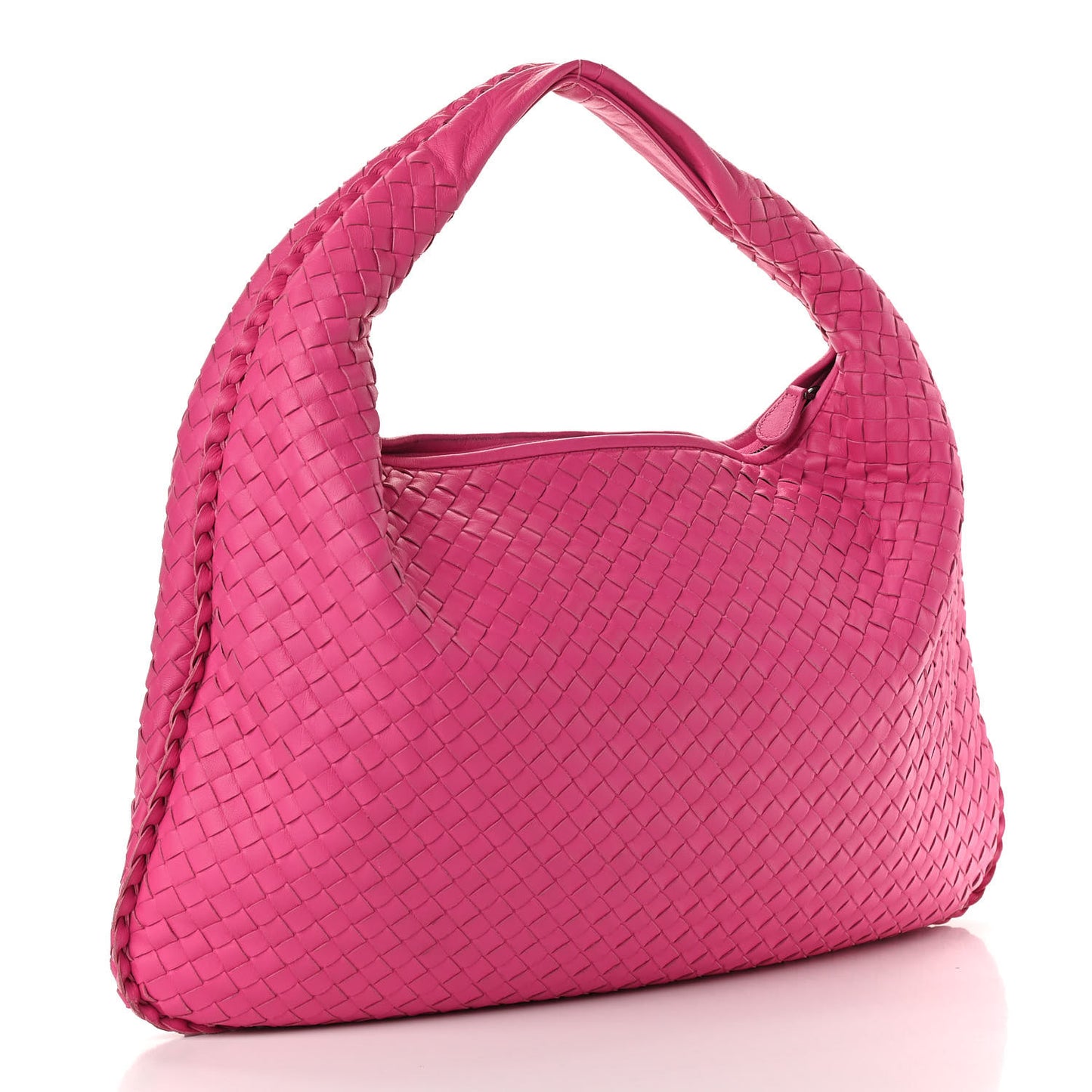 Nappa Intrecciato Large Veneta Hobo Rosa Shock