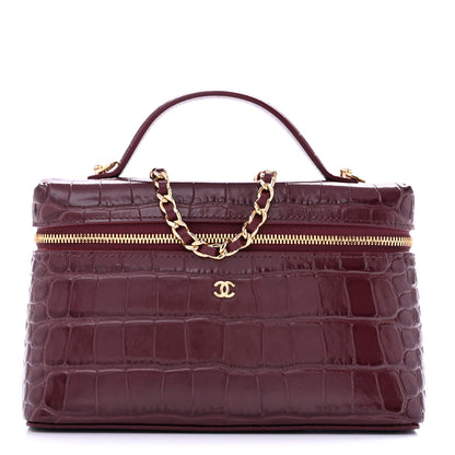 Chanel Calfskin Crocodile Embossed Crococo Exoticoco Vanity With Chain Dark Burgundy 1 of 10