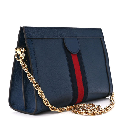 Gucci Textured Calfskin Web Small Ophidia Chain Shoulder Bag Blue Agata 3 of 11