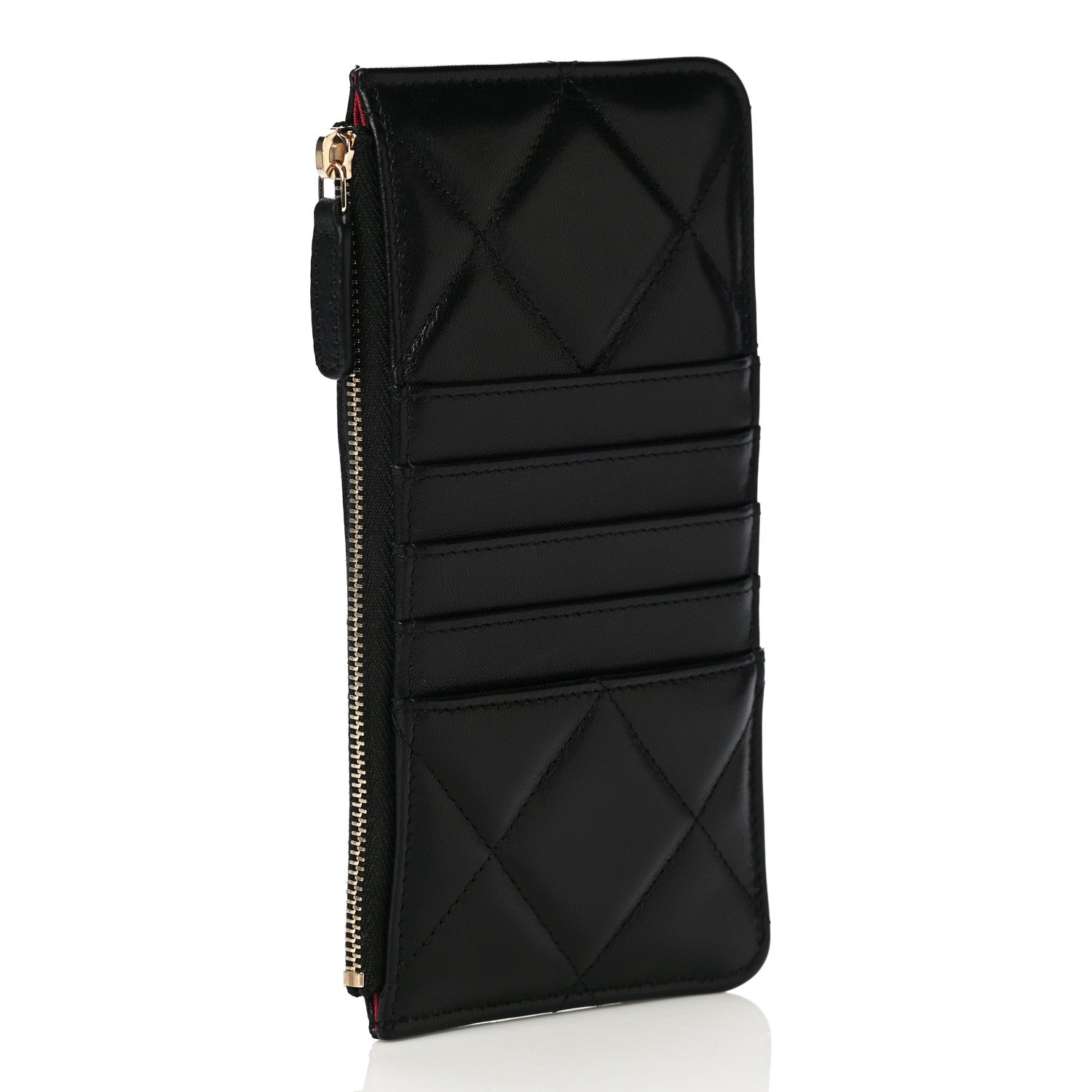 Chanel Goatskin Quilted Chanel 19 Flat Wallet Pouch Black 3 of 15