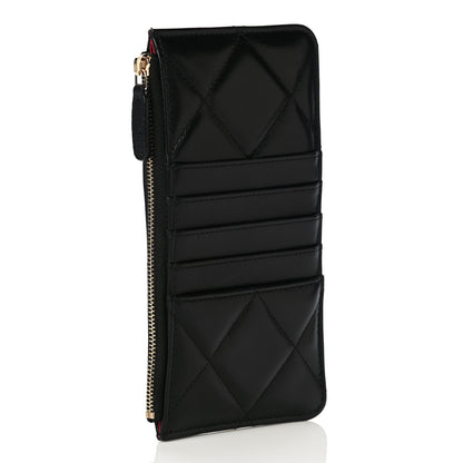Chanel Goatskin Quilted Chanel 19 Flat Wallet Pouch Black 3 of 15
