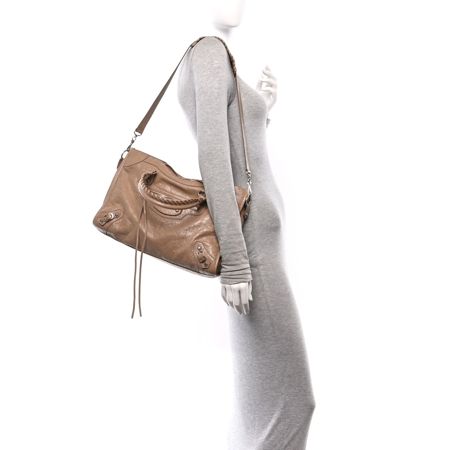 Agneau Arena Classic Silver Hardware Medium Le City Latte