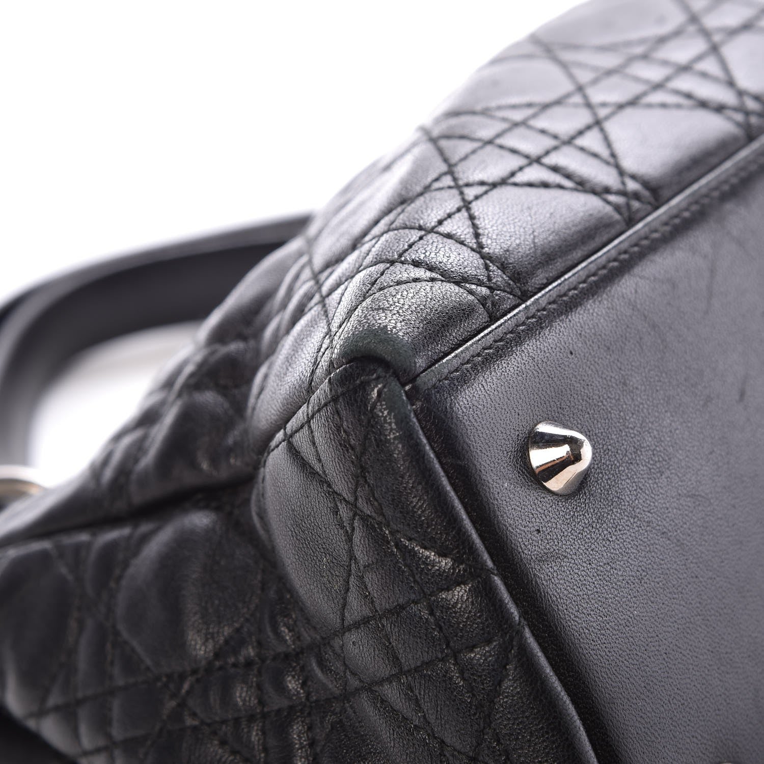 Christian Dior Lambskin Cannage Lady Dior Shoulder Bag Black 9 of 12