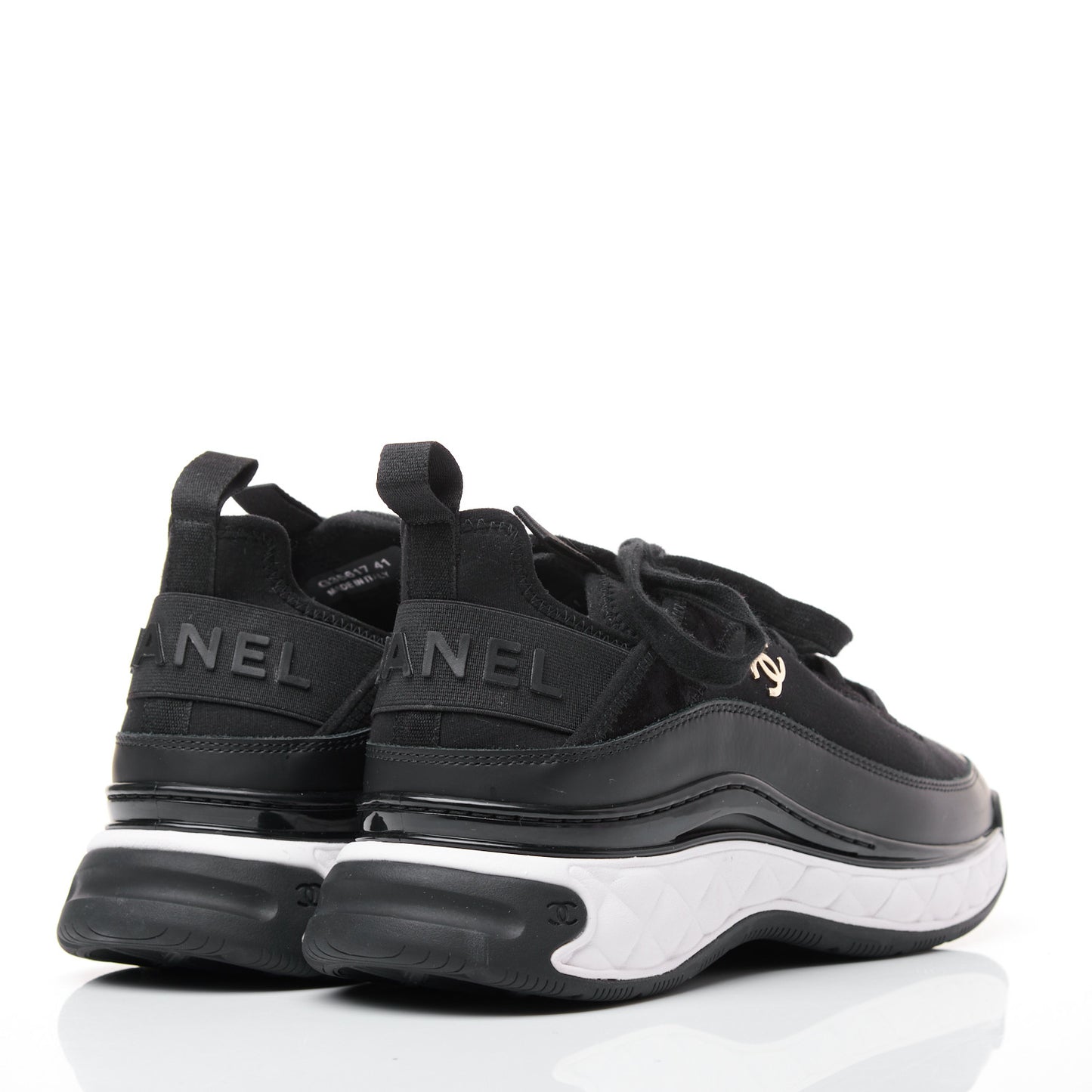 Velvet Calfskin Mixed Fibers CC Sneakers 41 Black
